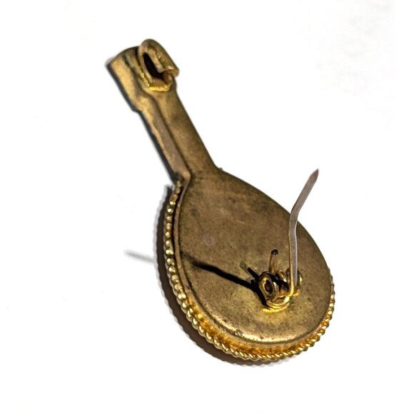 Micro Mosaic Vintage Lute or Mandolin brooch - Picture 3 of 5